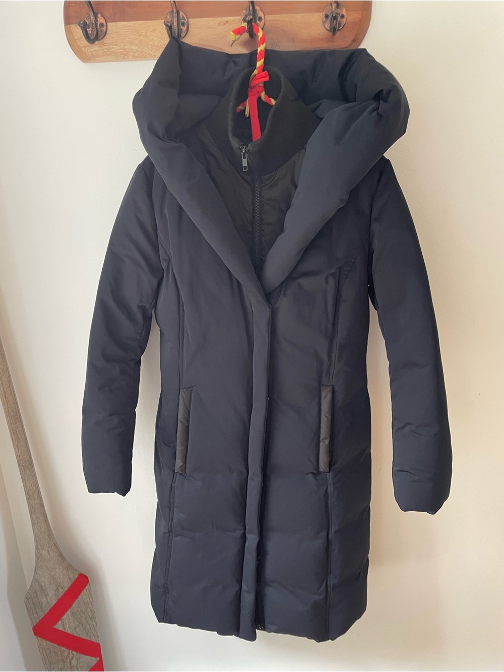 Soia & Kyo Navy Long Quilted Puffer Coat with Funnel Hood